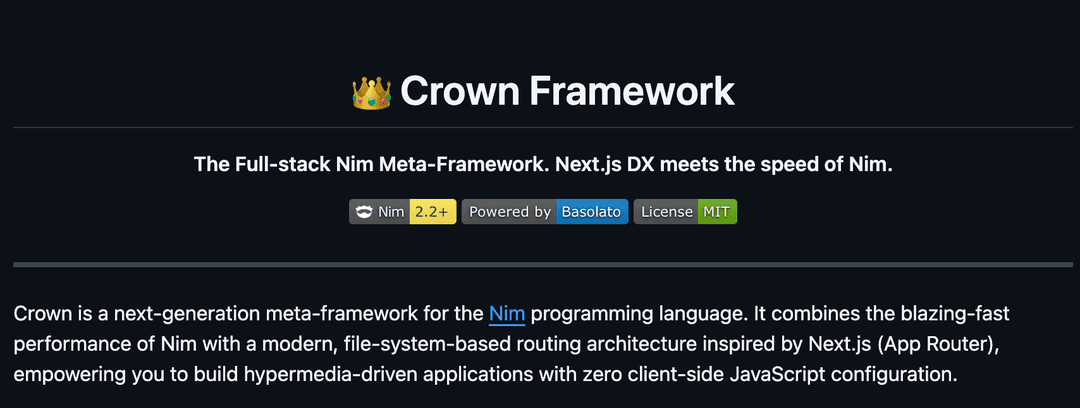 Nim言語製Webフレームワーク『Crown 』